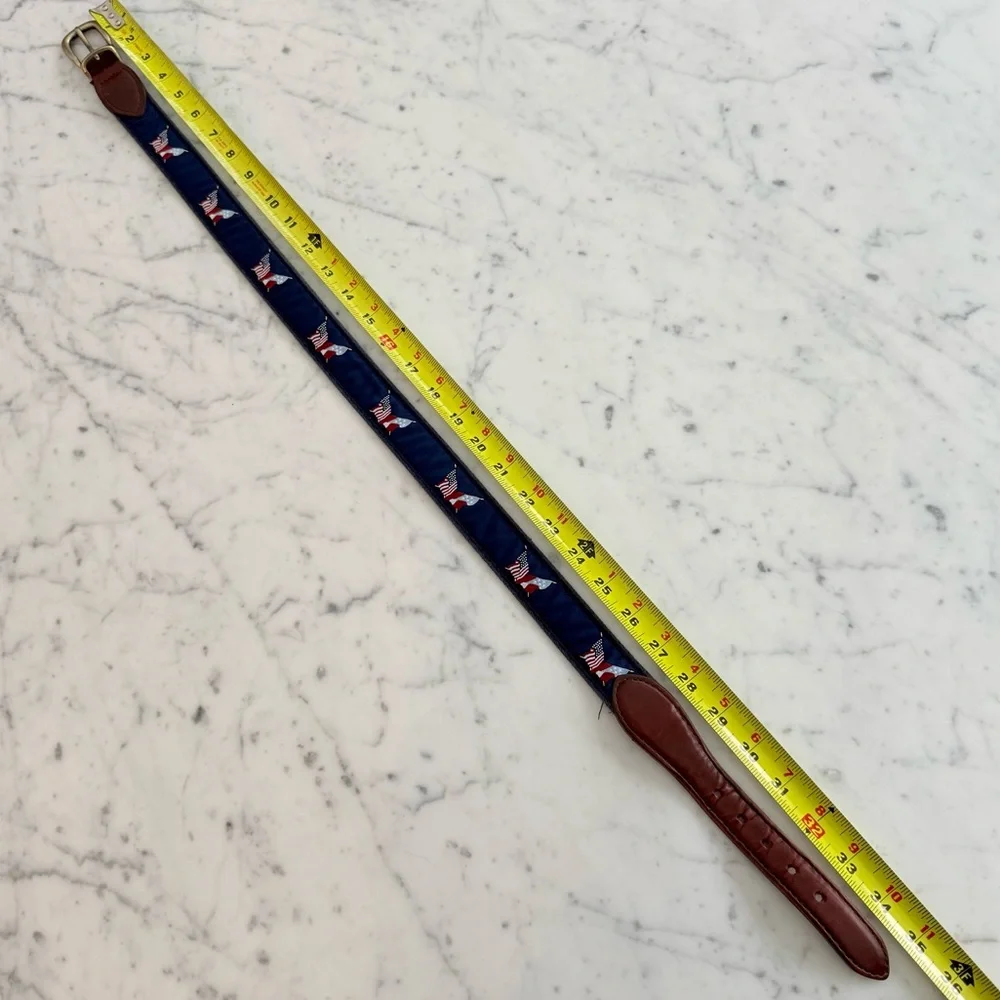 YRI Ribbon Belt in Navy Blue with Red, white and blue flags Size 30